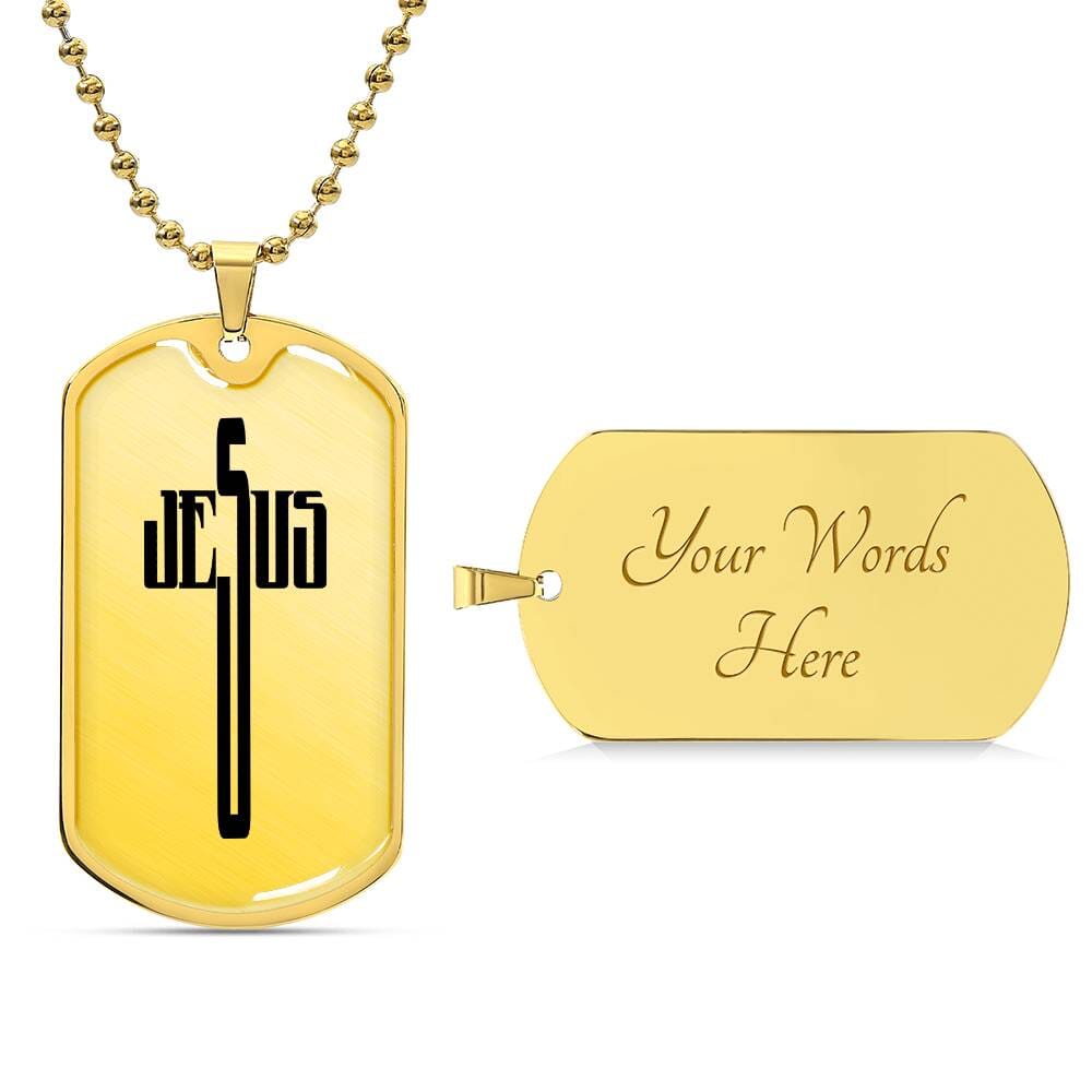 Faith - Jesus Cross - Dog Tag Necklace - The Shoppers Outlet
