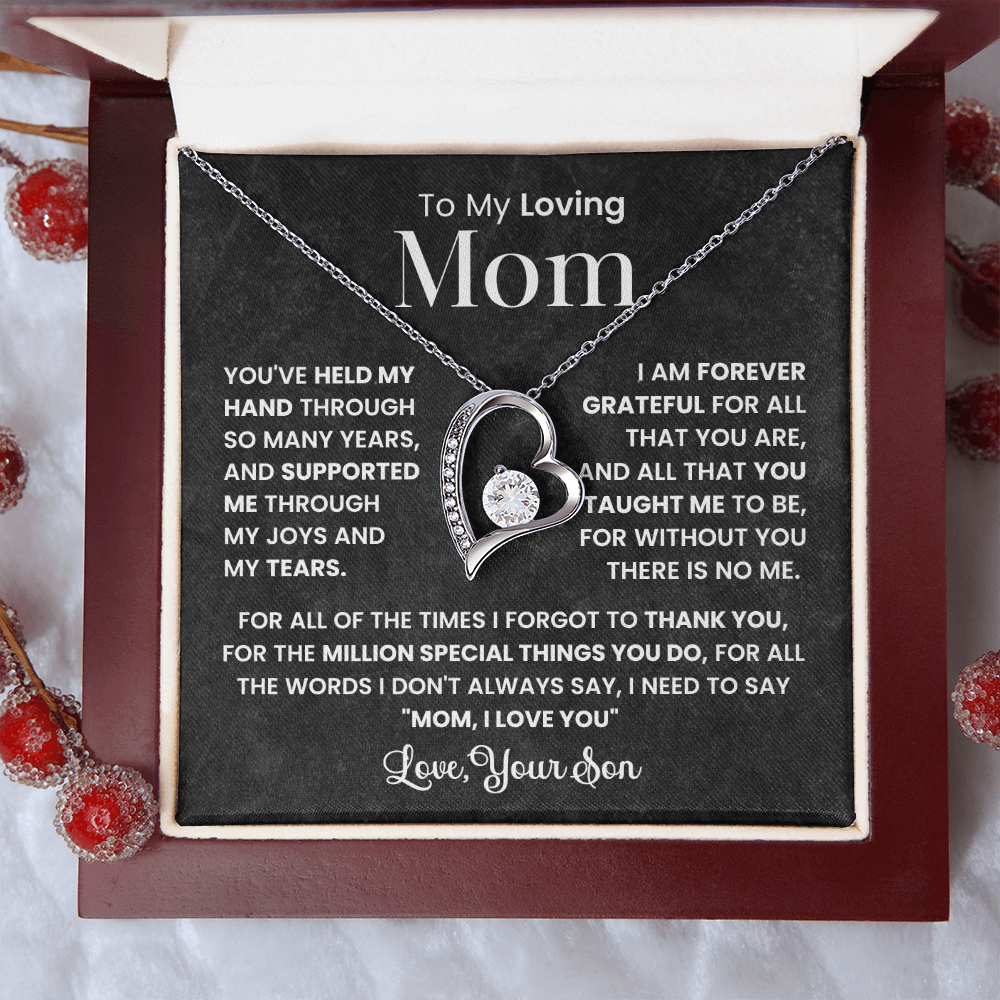 Gift For Mom - To My Loving Mom - Forever Love Heart Necklaces
