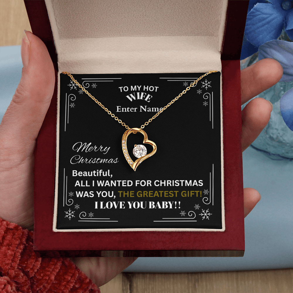 Gift For Wife - All I Wanted For Christmas - PERSONALIZED NAME MESSAGE CARD - Forever Love Necklace