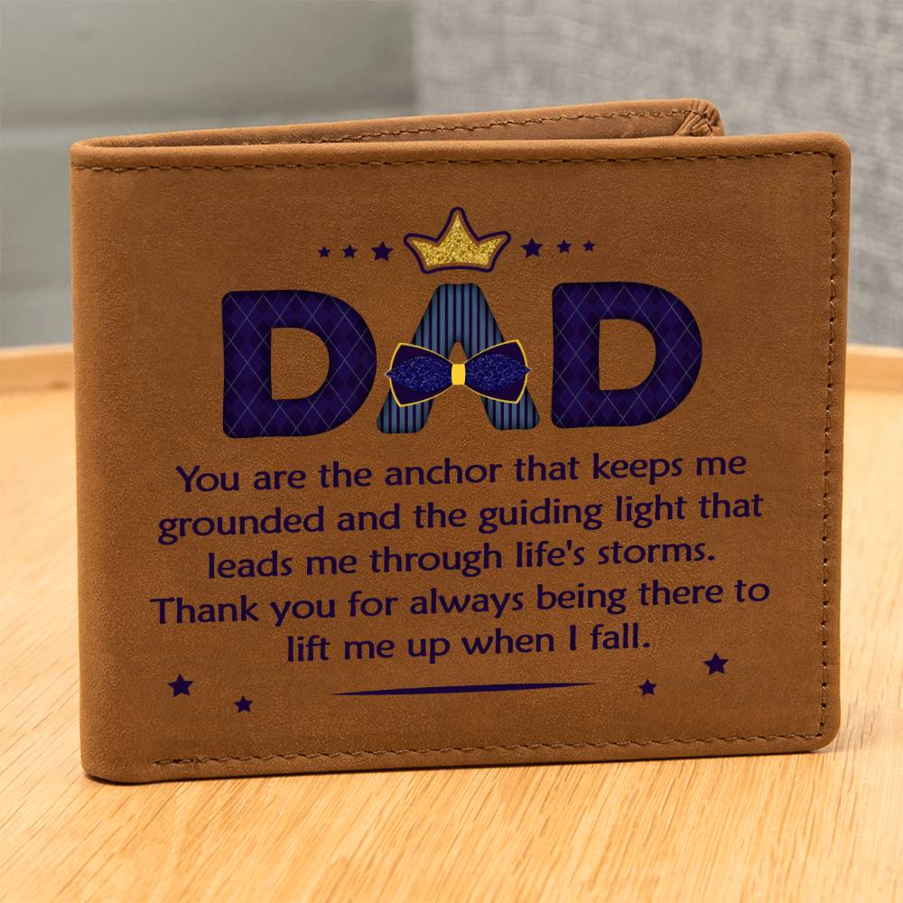 Graphic Leather Wallet -  Dad - You Are Th Anchor - The Shoppers Outlet