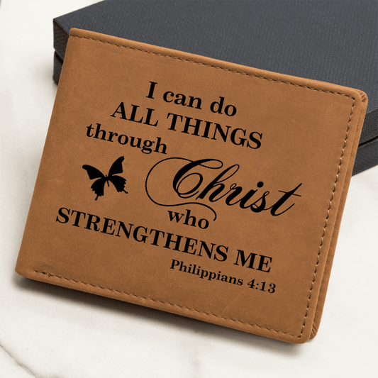 Graphic Leather Wallet - Bible Verse - Philippians 4:13 - The Shoppers Outlet
