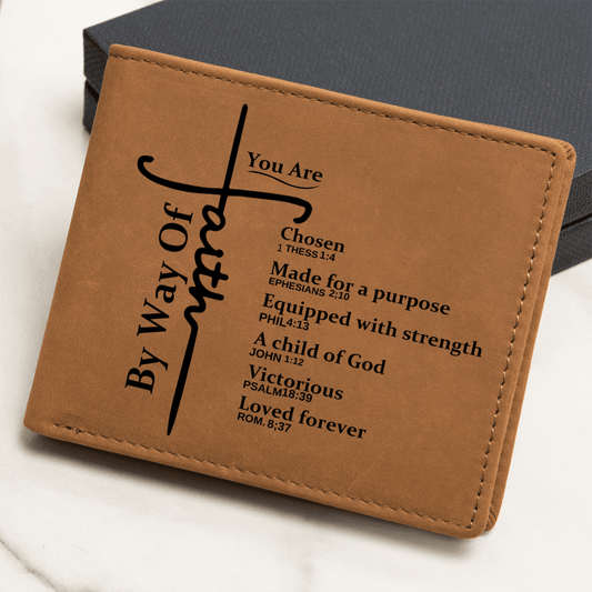 Graphic Leather Wallet- By Way Of Faith You Are - Bible Verses - The Shoppers Outlet