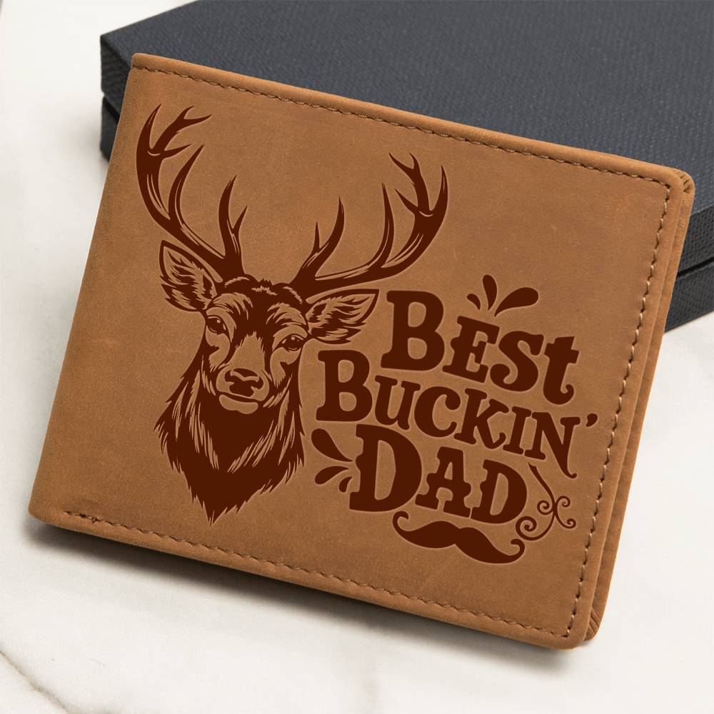 "Graphic Leather Wallet -Best Buckin Dad" - The Shoppers Outlet