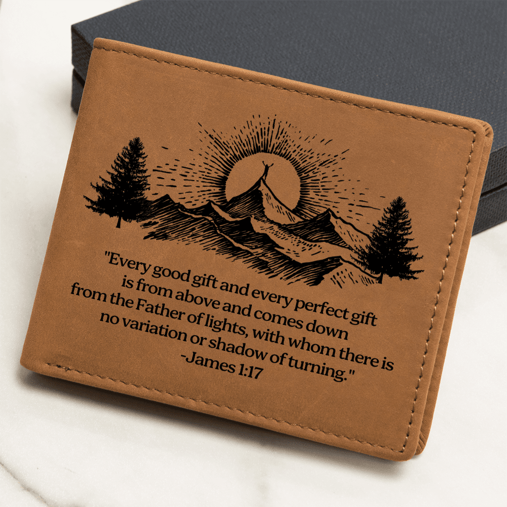 Graphic Leather Wallet - Bible Verse - James 1:17 - The Shoppers Outlet