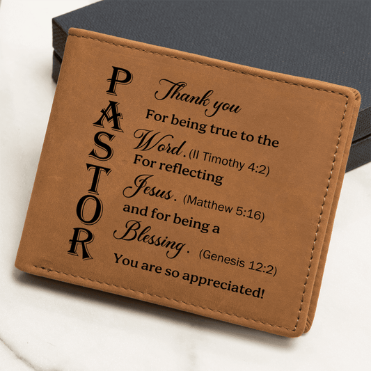 Graphic Leather Wallet - Pastor - You Are So Appreciated - Bible Verses - The Shoppers Outlet