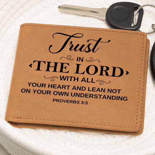 Christian Leather Wallet For Men - Trust In The Lord - Proverbs 3:5 - The Shoppers Outlet