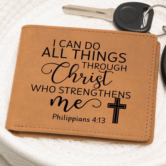 Graphic Leather Wallet - I Can Do all Things Through Christ - Philippians 4:13 - The Shoppers Outlet