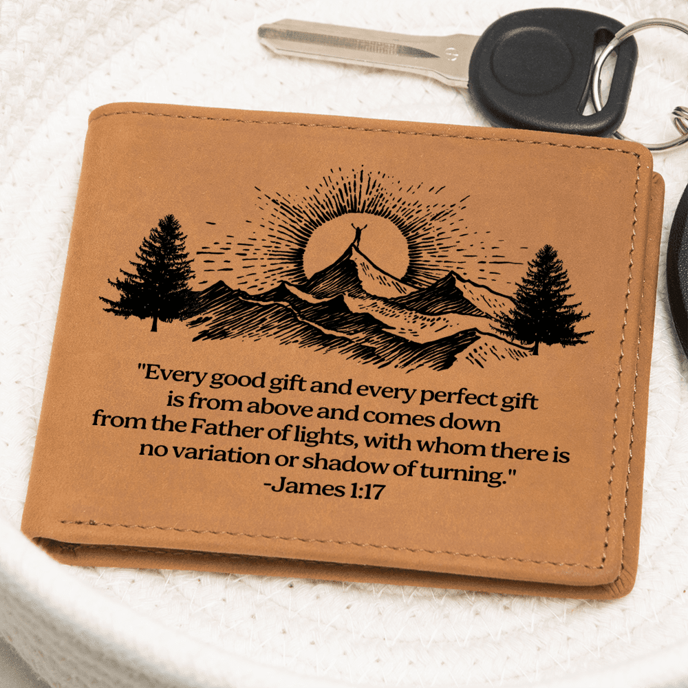 Graphic Leather Wallet - Bible Verse - James 1:17 - The Shoppers Outlet