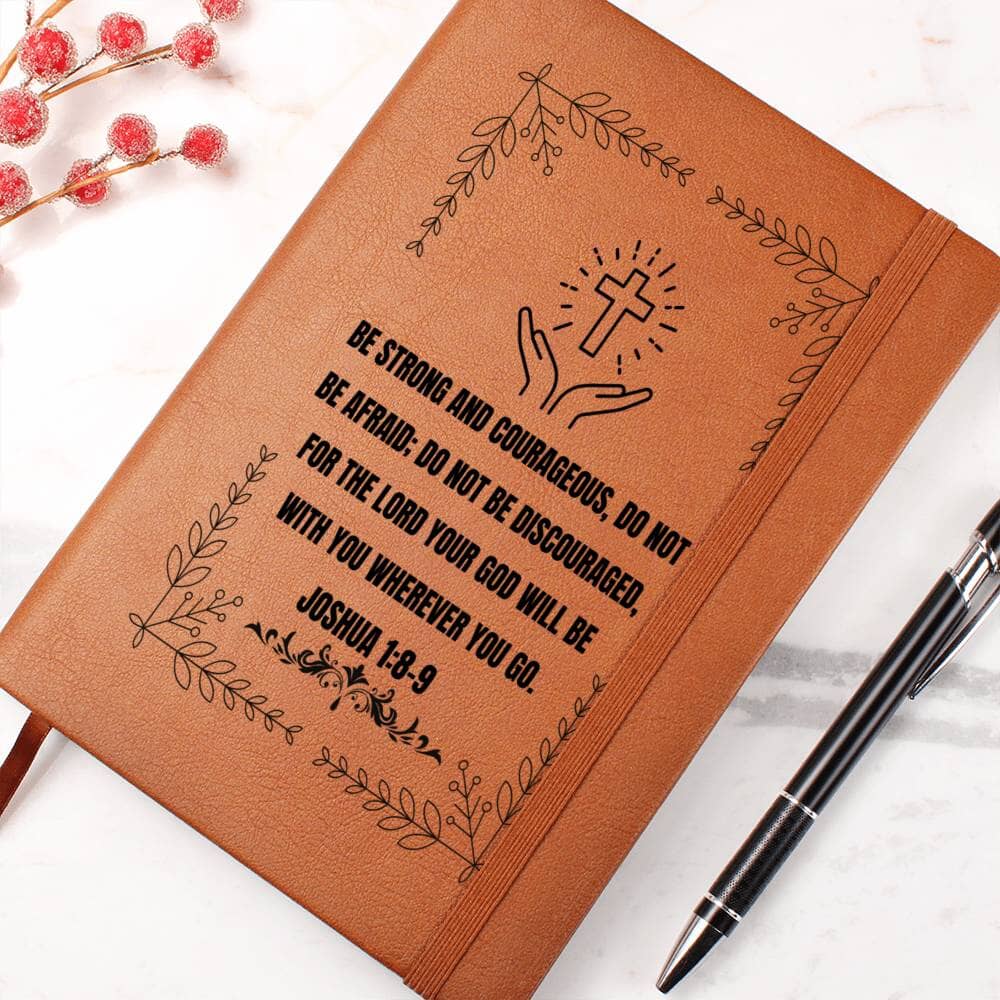 Graphic Leather Journal - JOSHUA 1:8-9 - The Shoppers Outlet