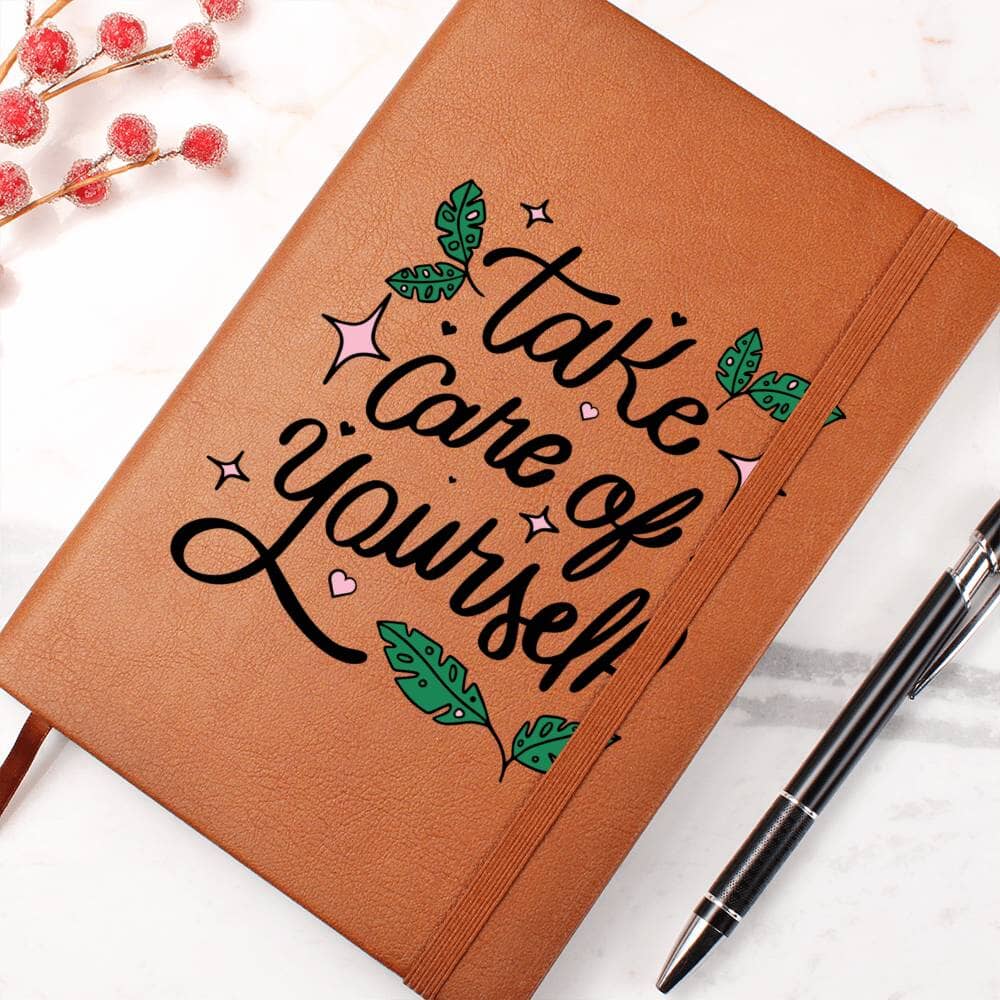 Graphic Leather Journal - Take Care Of Youeself - The Shoppers Outlet