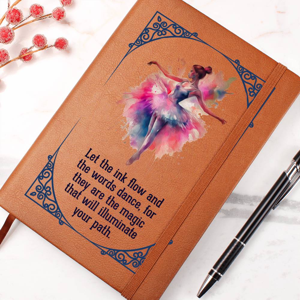Graphic Leather Journal - Let The Ink Flow and The Words Dance - The Shoppers Outlet