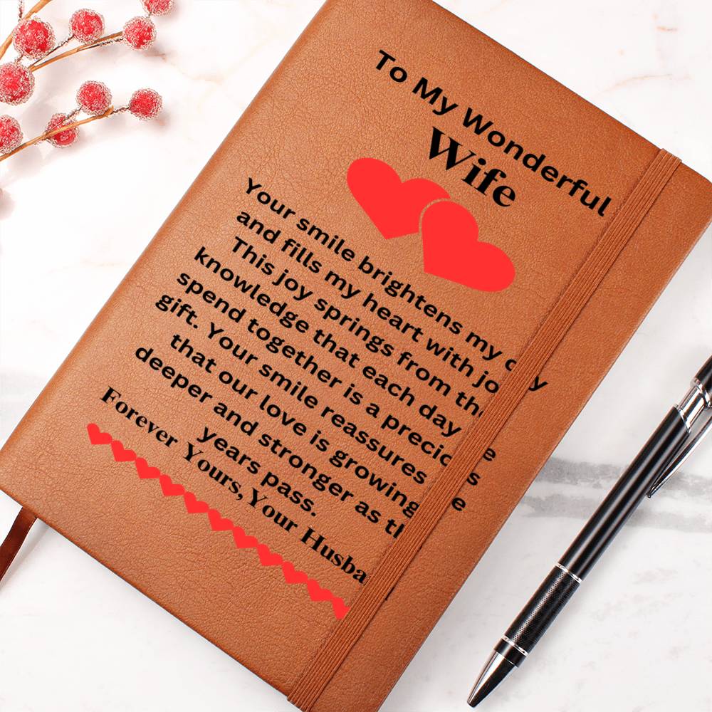 Graphic Leather Journal - Wife - Your Smile Brighten My Day - The Shoppers Outlet