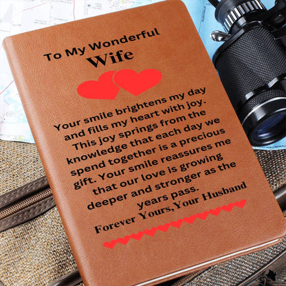 Graphic Leather Journal - Wife - Your Smile Brighten My Day - The Shoppers Outlet