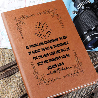 Graphic Leather Journal - JOSHUA 1:8-9 - The Shoppers Outlet