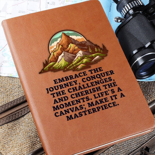 Graphic Leather Journal - Embrace The Journey - The Shoppers Outlet