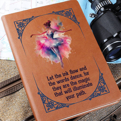 Graphic Leather Journal - Let The Ink Flow and The Words Dance - The Shoppers Outlet