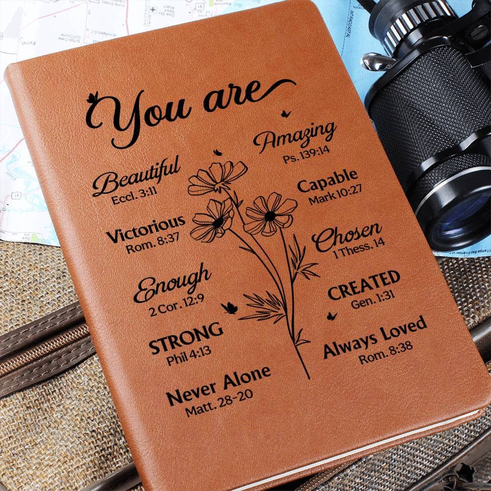 Graphic Leather Journal - Inspirational - You Are Bible Verses - The Shoppers Outlet