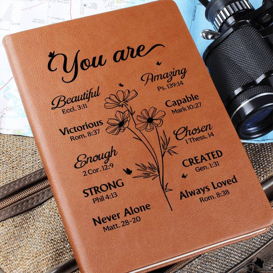 Graphic Leather Journal - Inspirational - You Are Bible Verses - The Shoppers Outlet