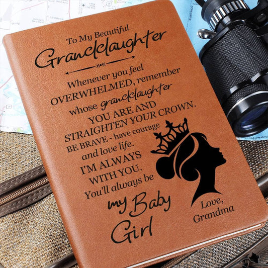 Graphic Leather Journal - Granddaughter - Remember Whose Granddaughter You Are - The Shoppers Outlet