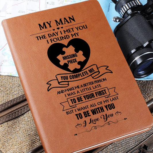 Graphic Leather Journal - The Day I Met You I Found My Missing Piece - The Shoppers Outlet