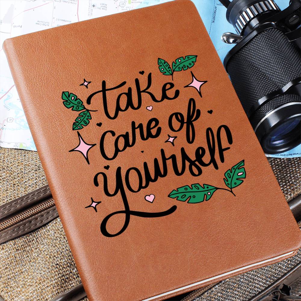 Graphic Leather Journal - Take Care Of Youeself - The Shoppers Outlet