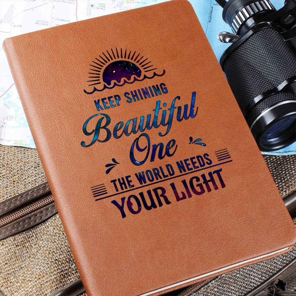 Graphic Leather Journal - Keep Shining Beautiful One - The Shoppers Outlet