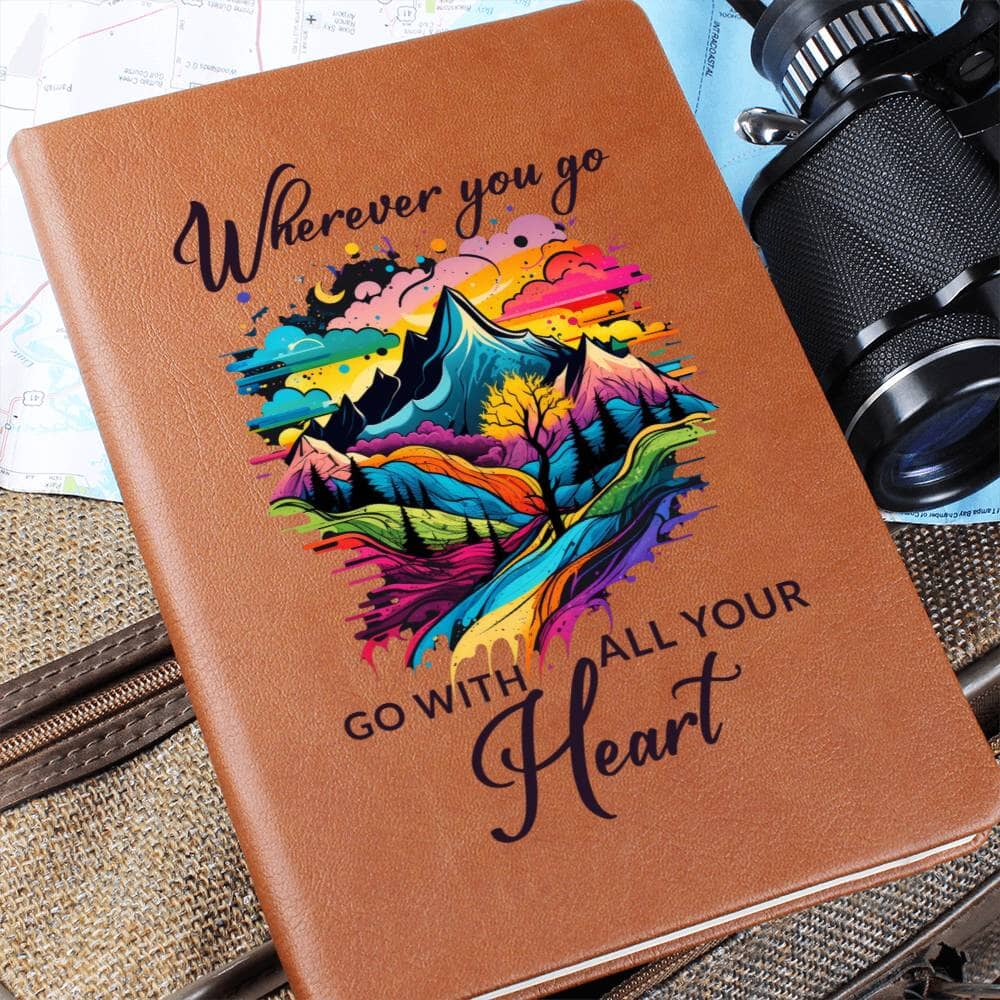 Graphic Leather Journal - Wherever You Go - Go With All Your Heart - The Shoppers Outlet