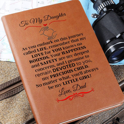 Graphic Leather Journal - Daughter - This Journey Called Life - Love Dad - The Shoppers Outlet