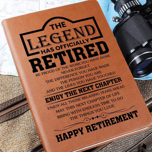 Graphic Leather Journal - The Legend Has Officially Retired - The Shoppers Outlet
