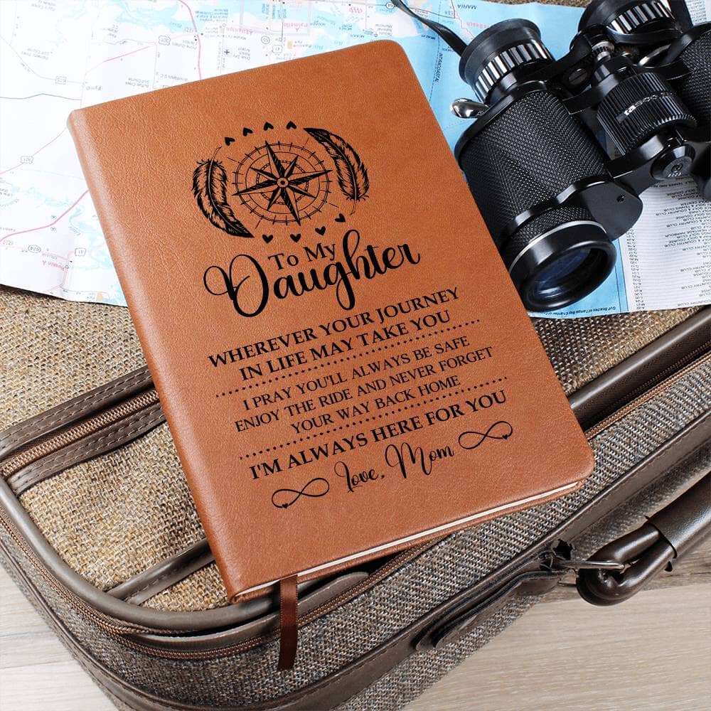 Graphic Leather Journal - Wherever Your Journey In Life May Take You - Love Mom - The Shoppers Outlet