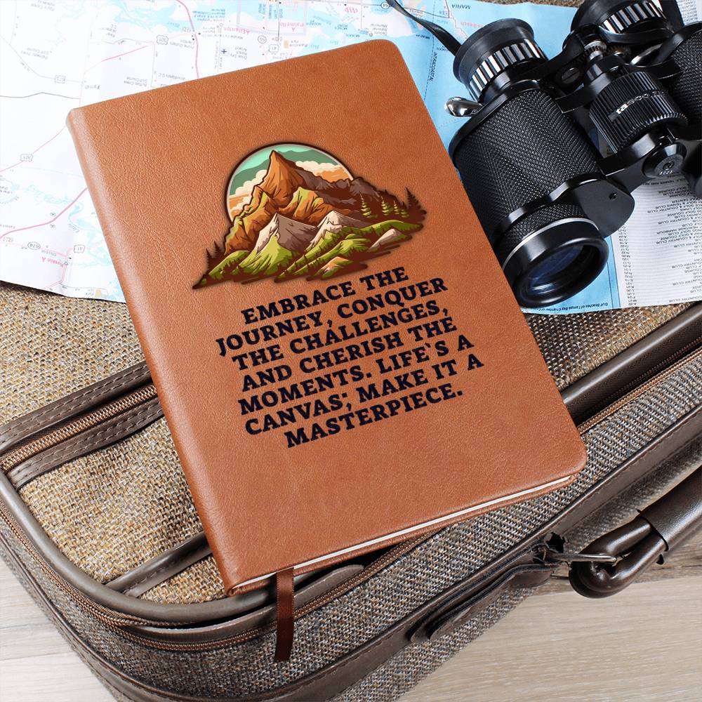 Graphic Leather Journal - Embrace The Journey - The Shoppers Outlet
