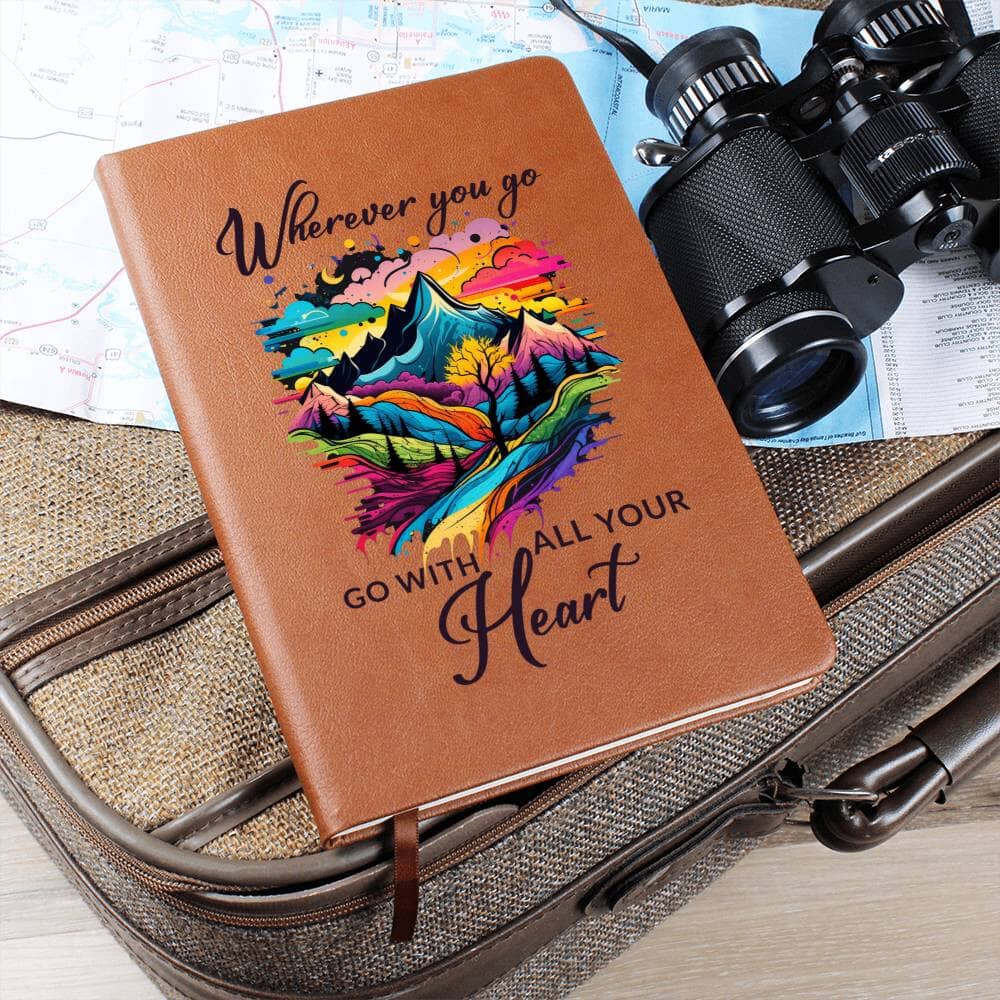 Graphic Leather Journal - Wherever You Go - Go With All Your Heart - The Shoppers Outlet