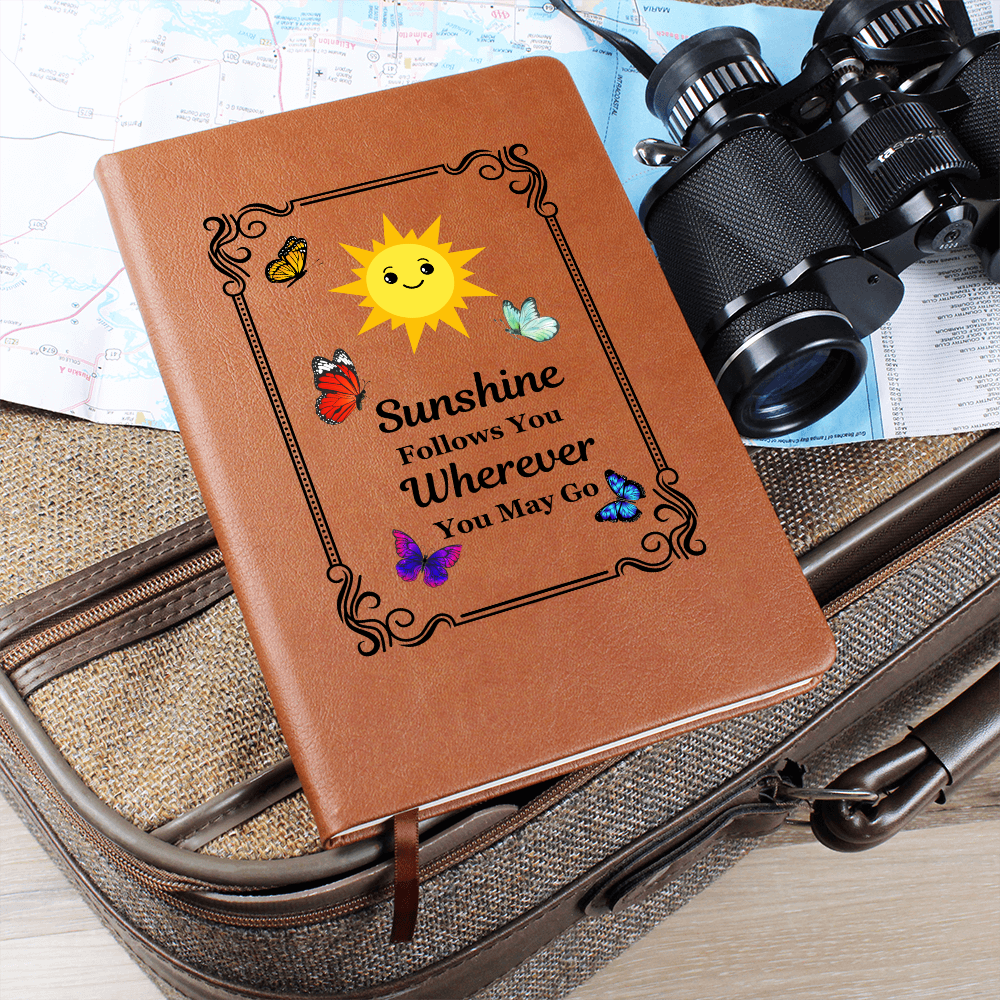 Graphic Leather Journal - Sunshine Follows You Wherever You Go - The Shoppers Outlet