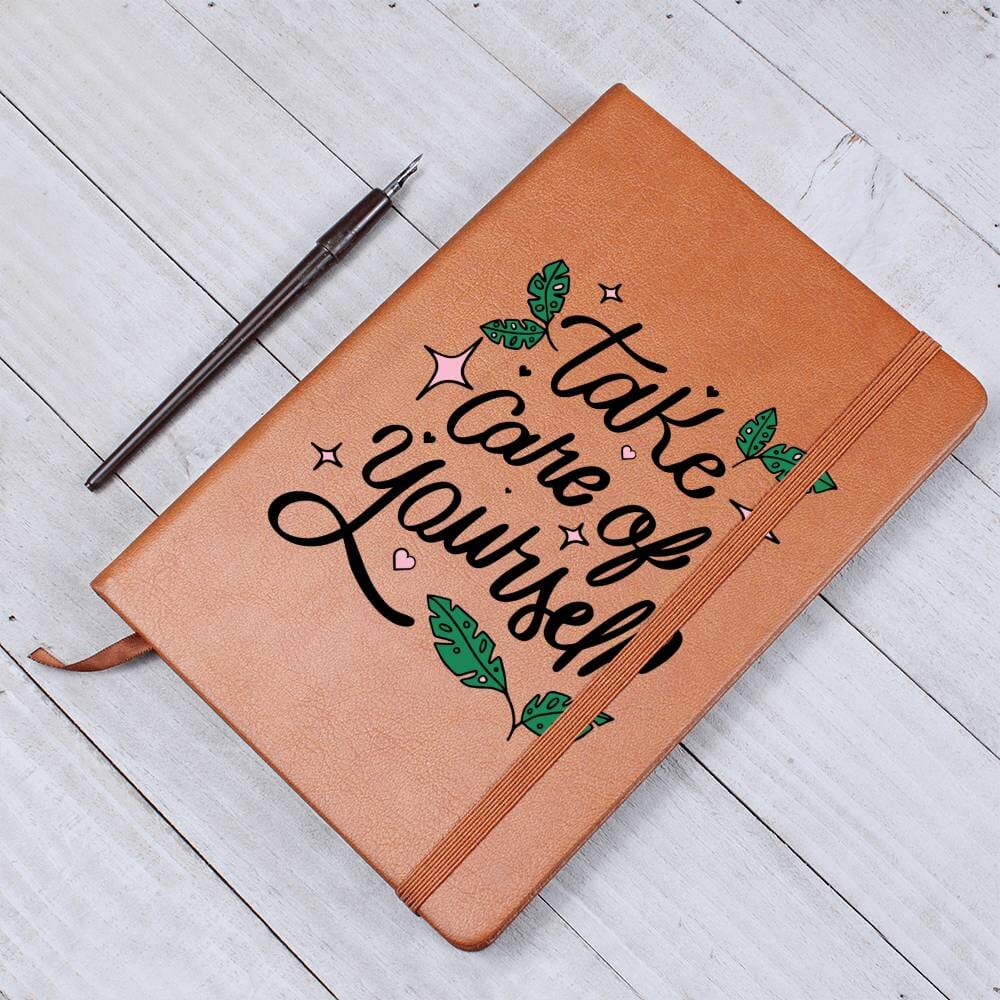 Graphic Leather Journal - Take Care Of Youeself - The Shoppers Outlet