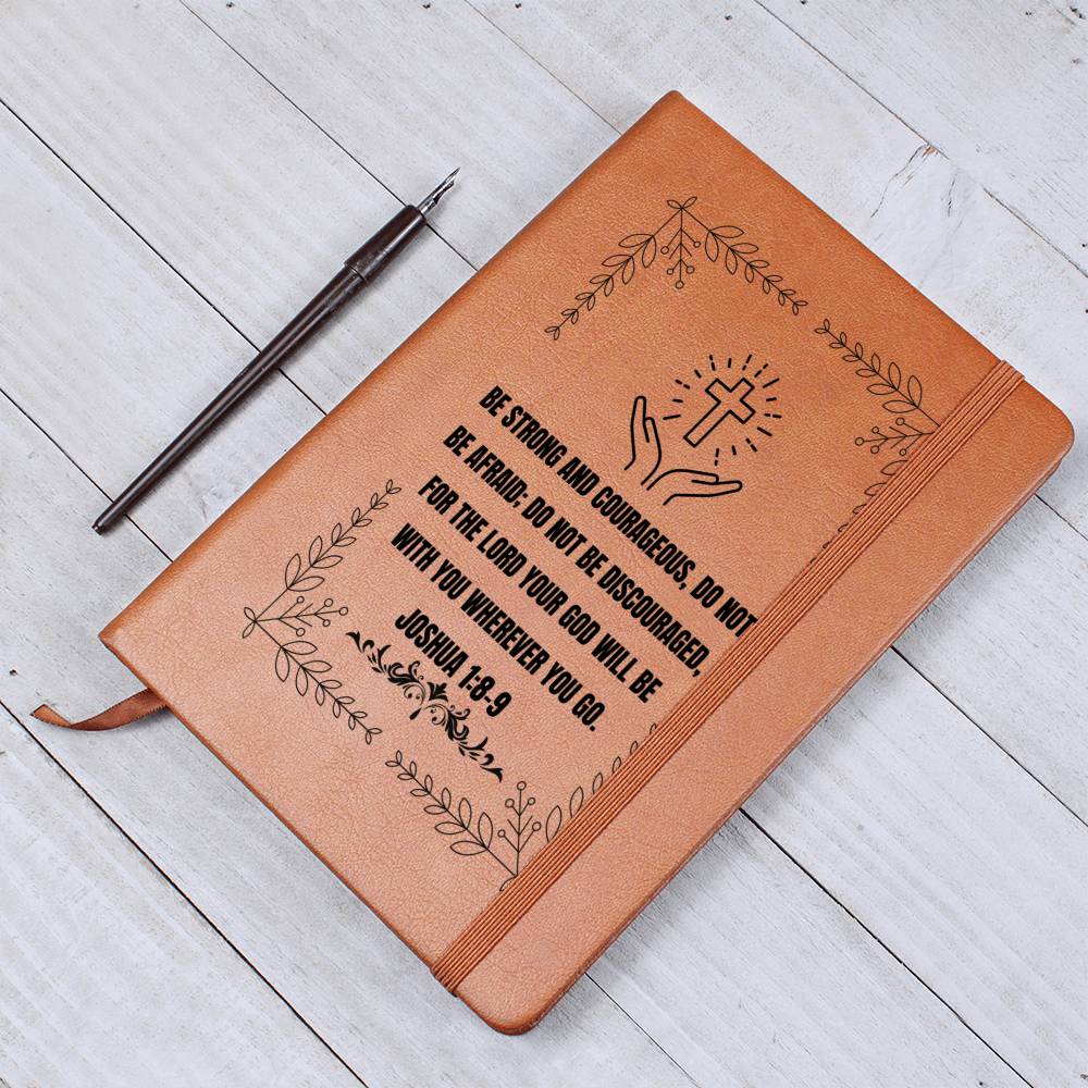 Graphic Leather Journal - JOSHUA 1:8-9 - The Shoppers Outlet