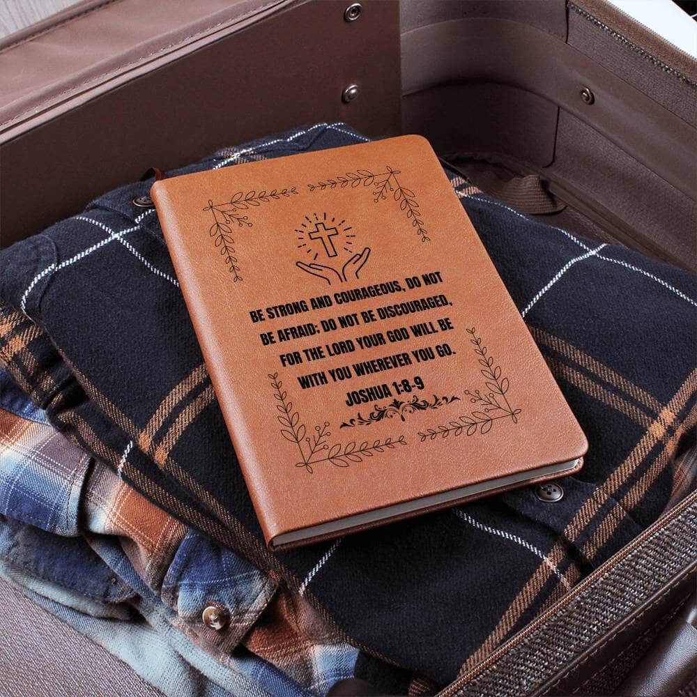 Graphic Leather Journal - JOSHUA 1:8-9 - The Shoppers Outlet