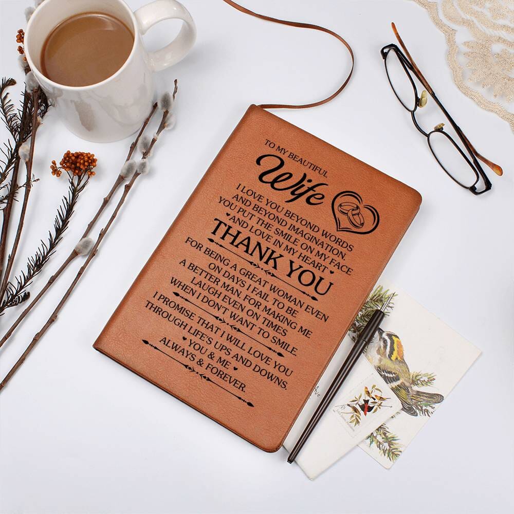 Graphic Leather Journal - To My Beautiful Wife - I Love You Beyond Words And Beyond Imagination - The Shoppers Outlet