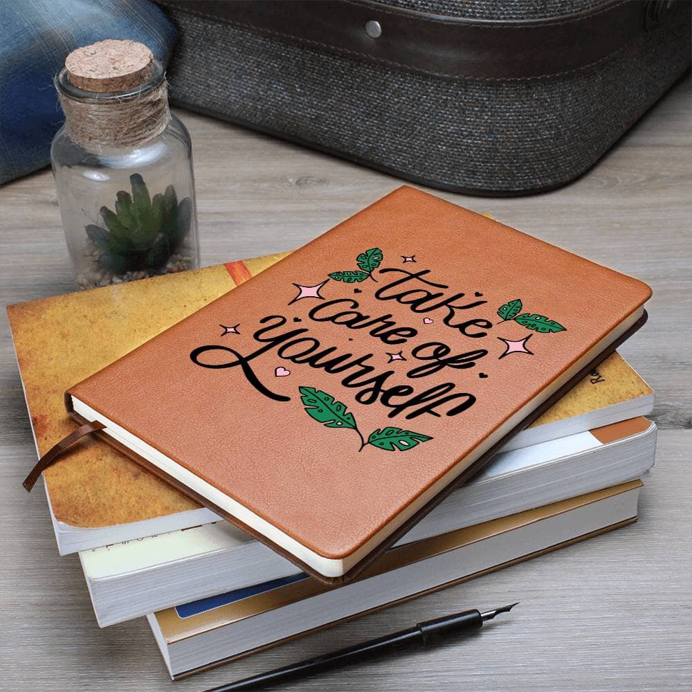 Graphic Leather Journal - Take Care Of Youeself - The Shoppers Outlet