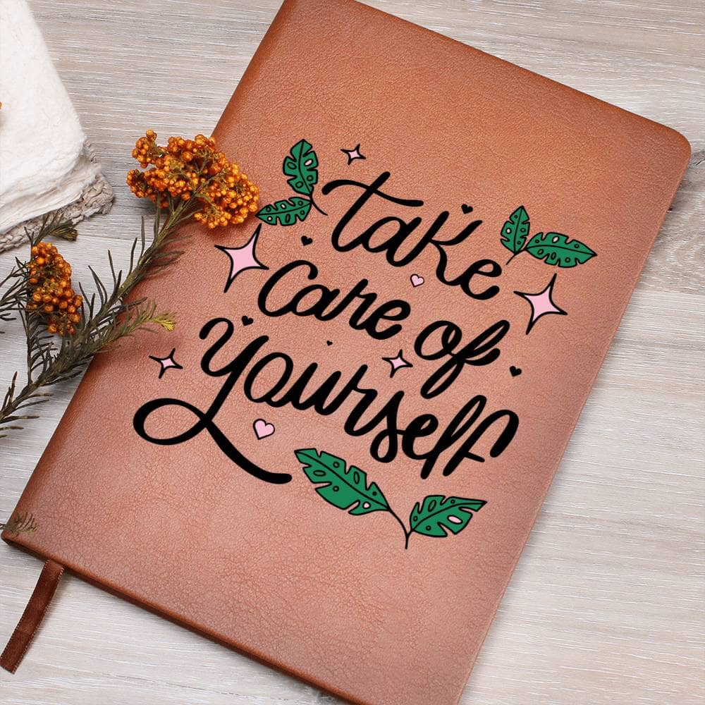 Graphic Leather Journal - Take Care Of Youeself - The Shoppers Outlet
