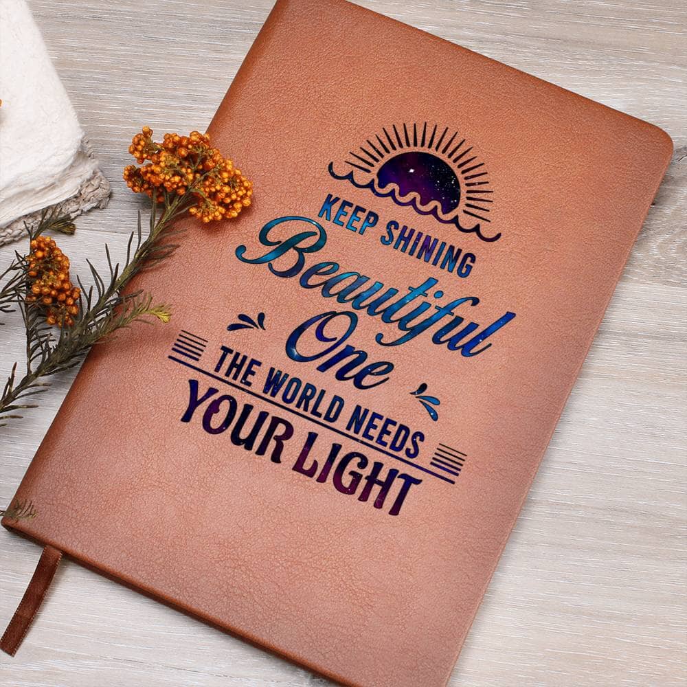 Graphic Leather Journal - Keep Shining Beautiful One - The Shoppers Outlet