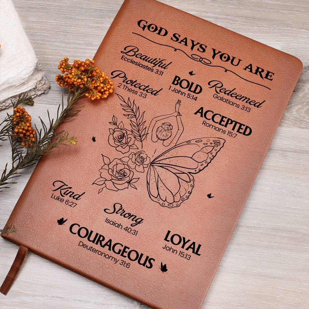 Graphic Leather Journal - God Says You Are - The Shoppers Outlet
