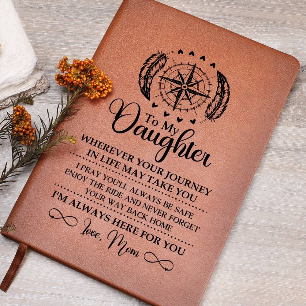 Graphic Leather Journal - Wherever Your Journey In Life May Take You - Love Mom - The Shoppers Outlet