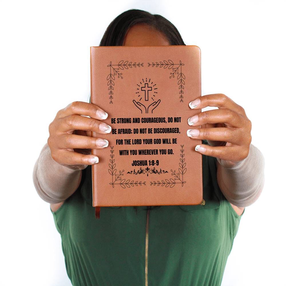 Graphic Leather Journal - JOSHUA 1:8-9 - The Shoppers Outlet