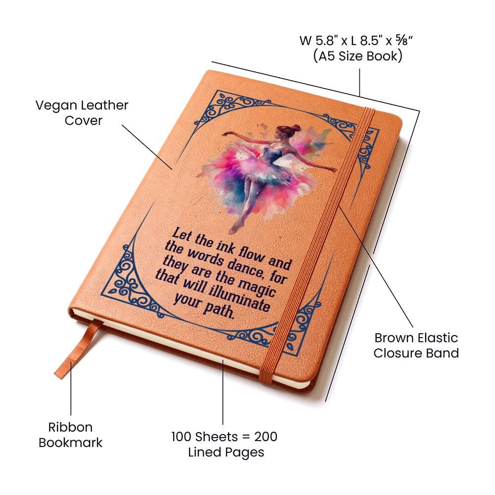 Graphic Leather Journal - Let The Ink Flow and The Words Dance - The Shoppers Outlet