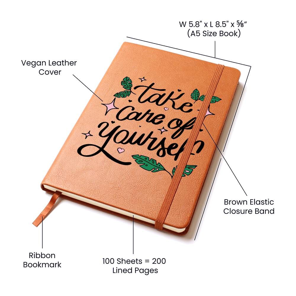 Graphic Leather Journal - Take Care Of Youeself - The Shoppers Outlet