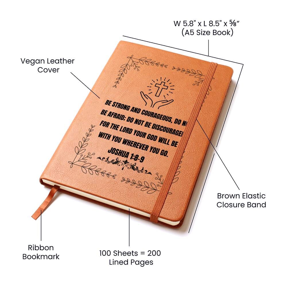 Graphic Leather Journal - JOSHUA 1:8-9 - The Shoppers Outlet