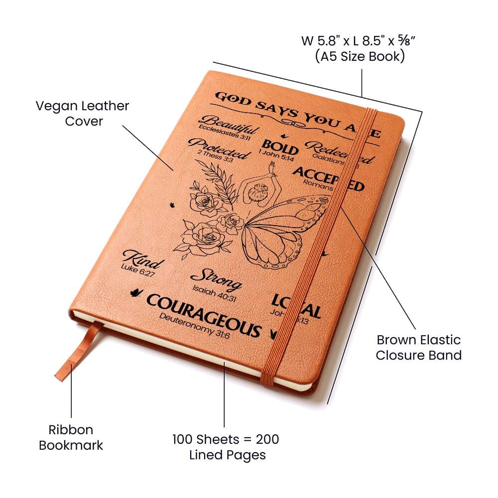 Graphic Leather Journal - God Says You Are - The Shoppers Outlet