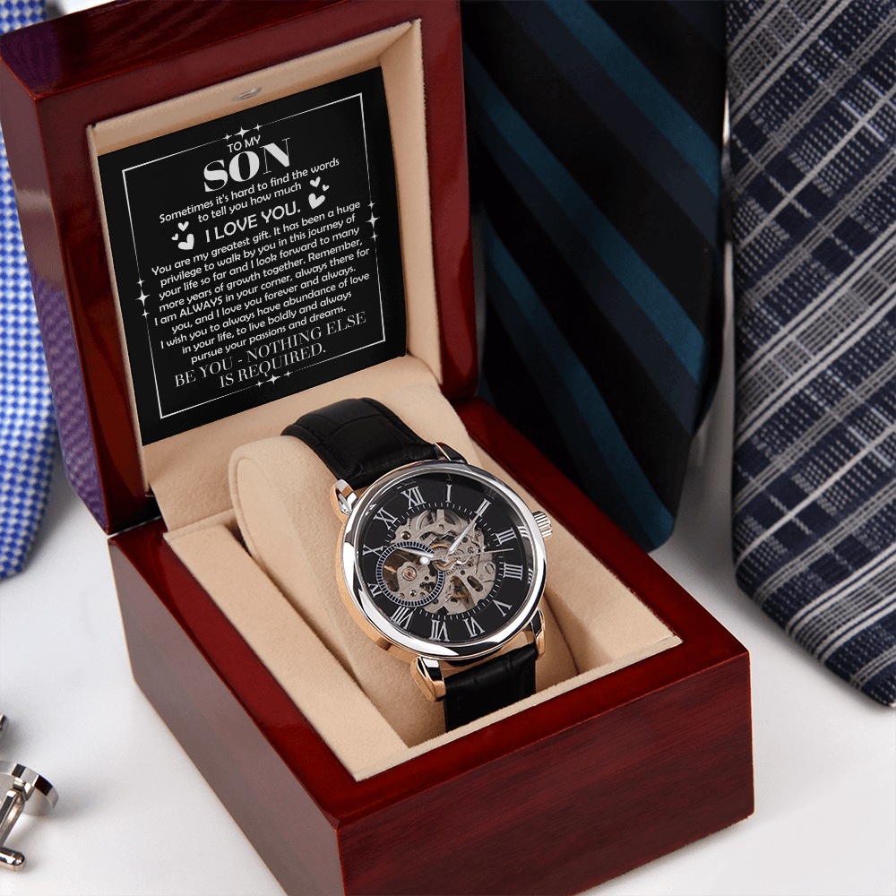 Gift For Son - I Love You - Men's Openwork Watch - The Shoppers Outlet