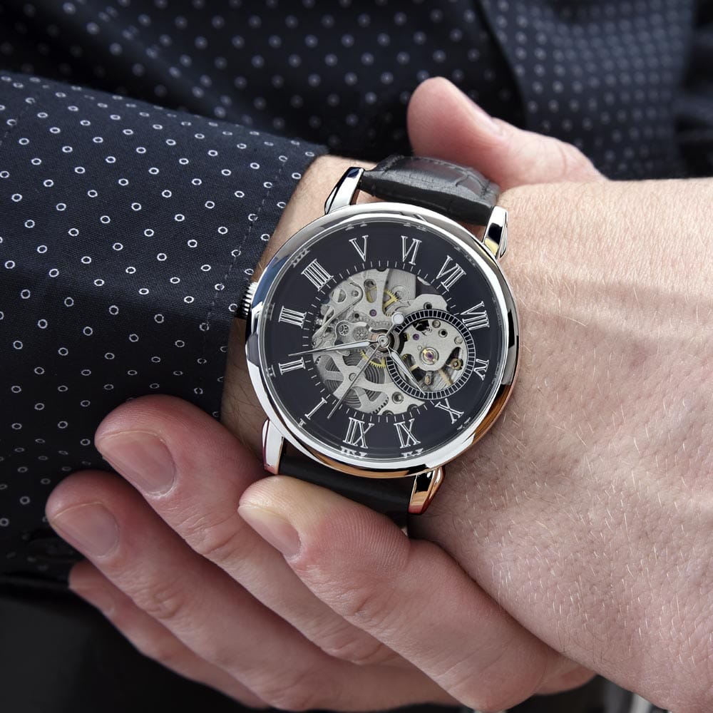 Gift For Dad - For All Those Times I Left It Unsaid Thank You - Men's Openwork Watch - The Shoppers Outlet