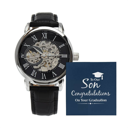 Gift For Son - Congratulations On Your Graduation - Men's Openwork Watch - The Shoppers Outlet